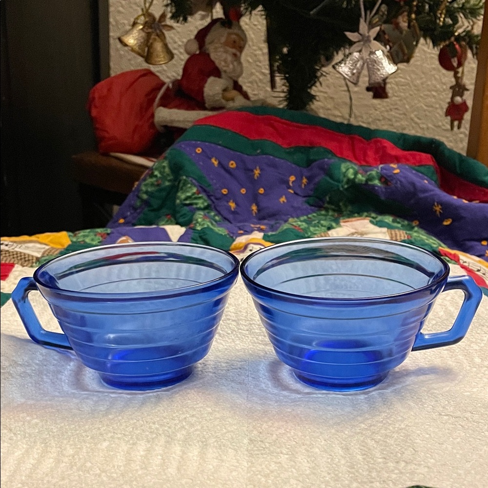 Set of Blue Glass Cups